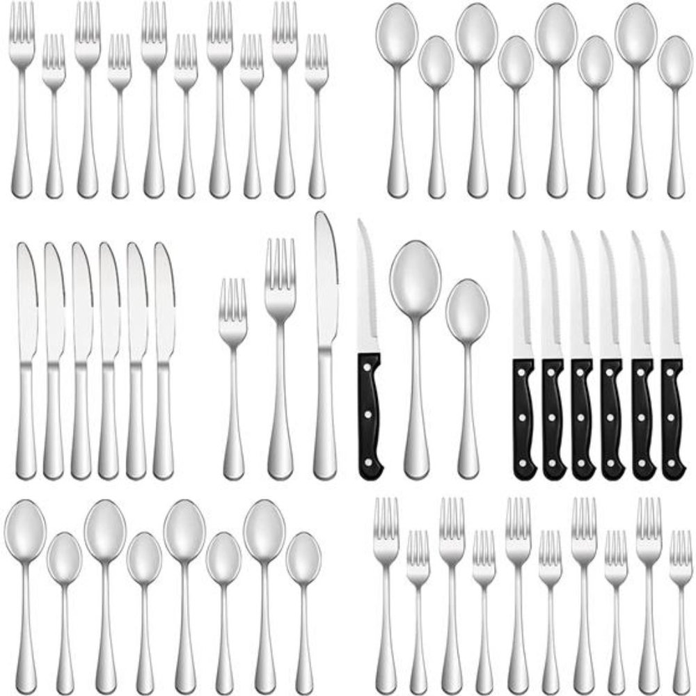 Elegant Polished Stainless Steel Cutlery Home Kitchen Set 24 Pieces 4 People